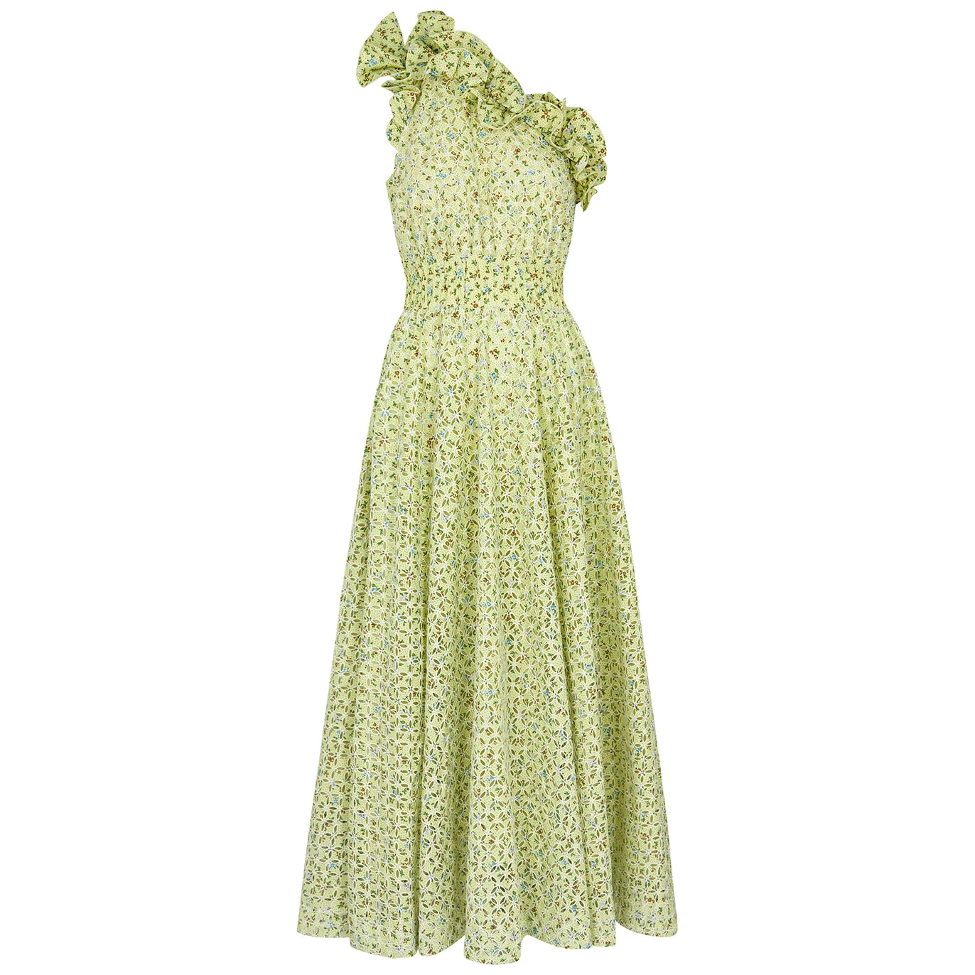 alemais one shoulder dress ALEMAIS Samira One Shoulder Print Dress | Green