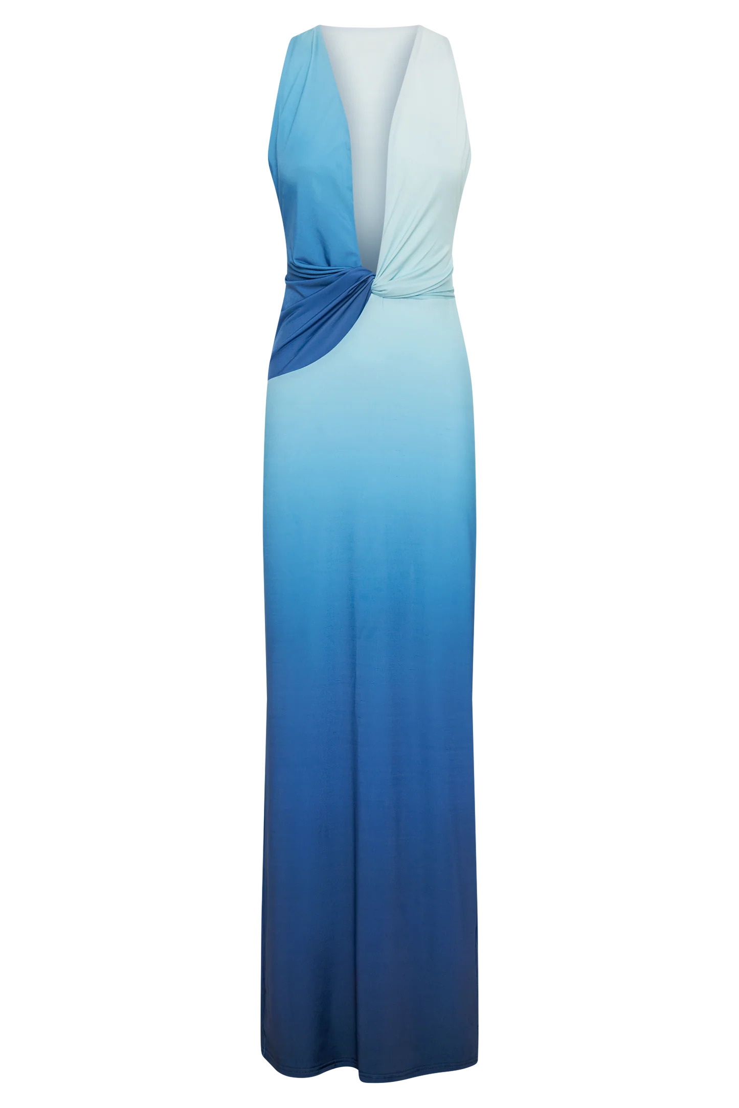 Meshki - Stella Draped Slinky Maxi Dress - Ombre Blue