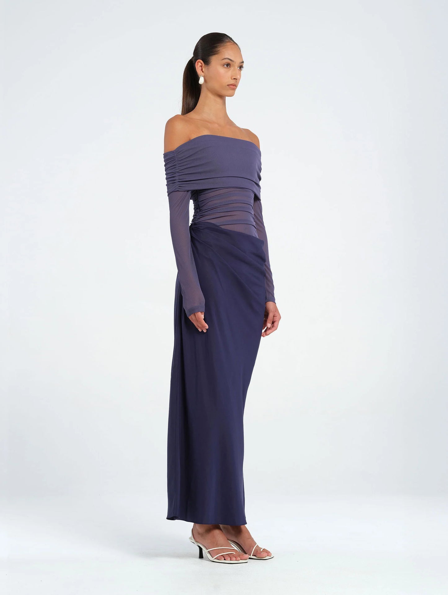 Benni - Yasmin Off-Shoulder Maxi Dress - Navy