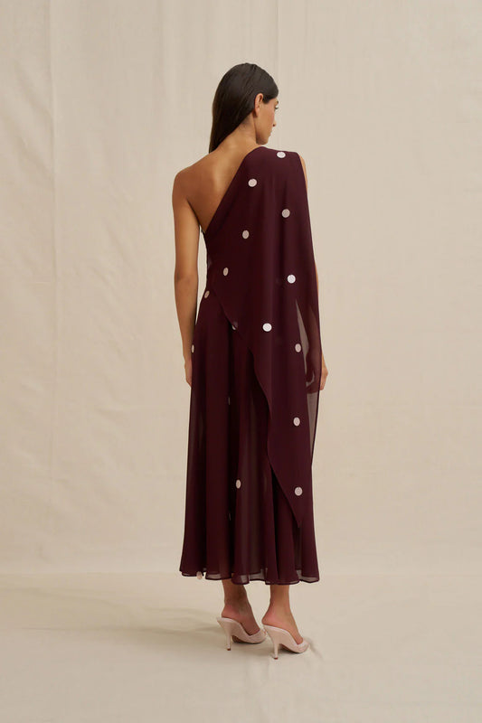 By Johnny - Delia Drape Midi Dress - Wine Pink