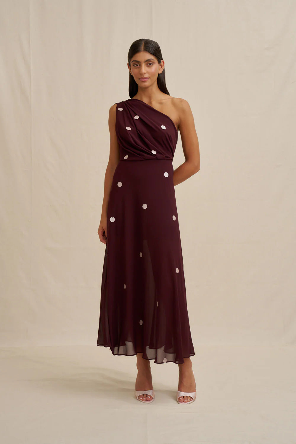 By Johnny - Delia Drape Midi Dress - Wine Pink
