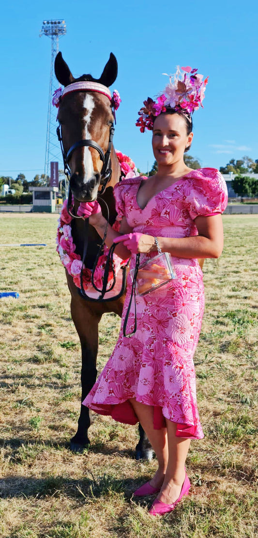 Stephanie Munro Millinery - Pink Metallic Flowers