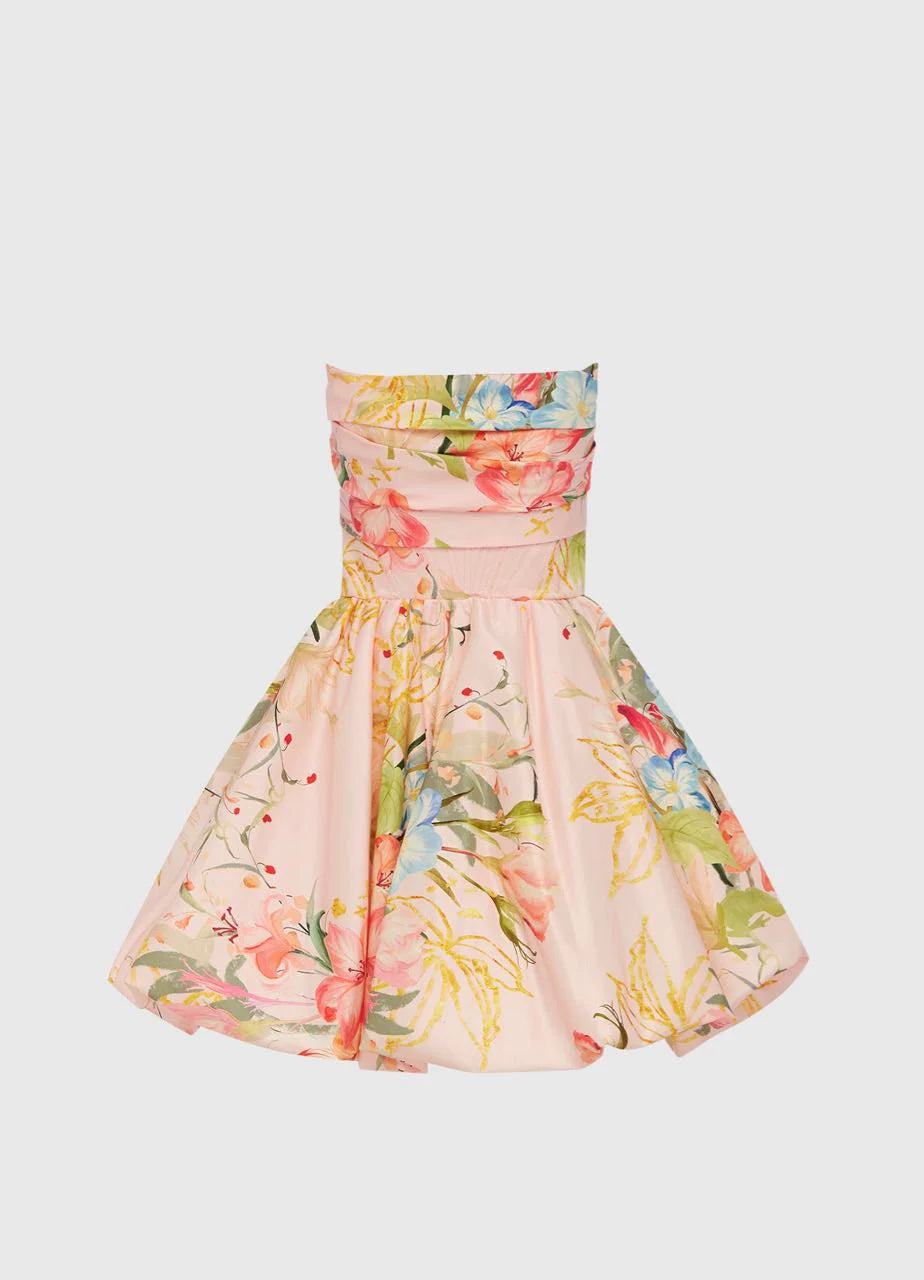 leo lin blue floral dress Leo Lin Lynn Tulip Strapless Buster Midi Dress main image 0