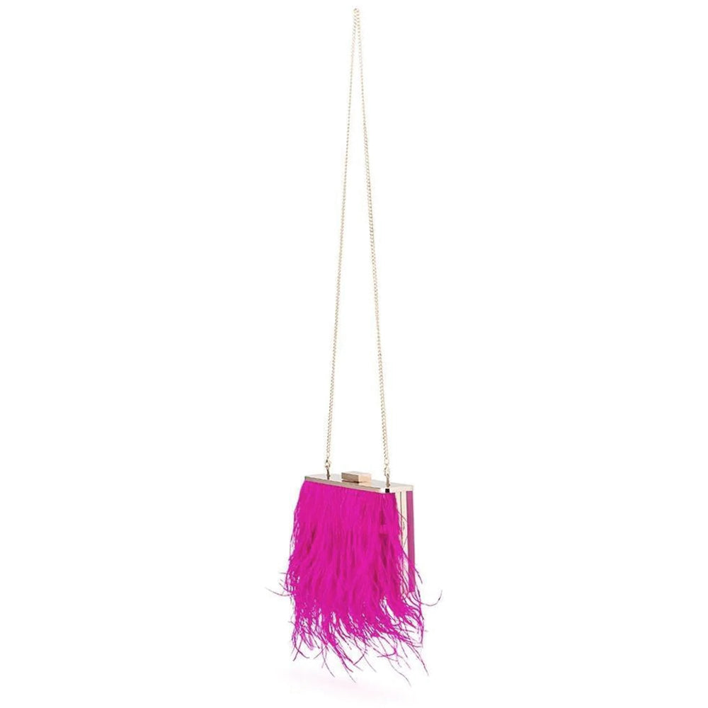 Olga Berg - Estelle Fuchsia Feather Clutch