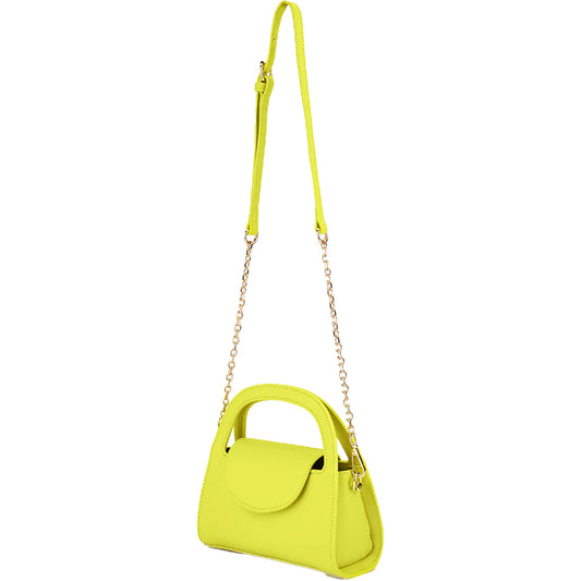 Olga Berg - Ivy Chartreuse Curved Handle Bag