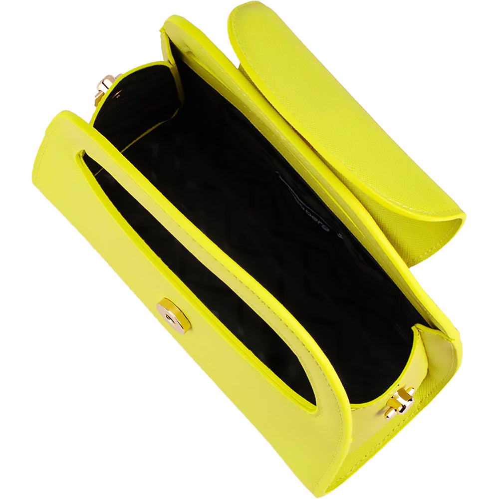 Olga Berg - Ivy Chartreuse Curved Handle Bag