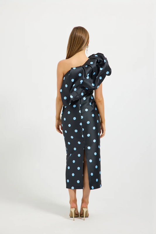 Pasduchas - Dottie Asymmetric Midi - Black/Bluebell