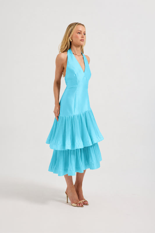Pasduchas - Lennox Pleated Halter Midi - Teal