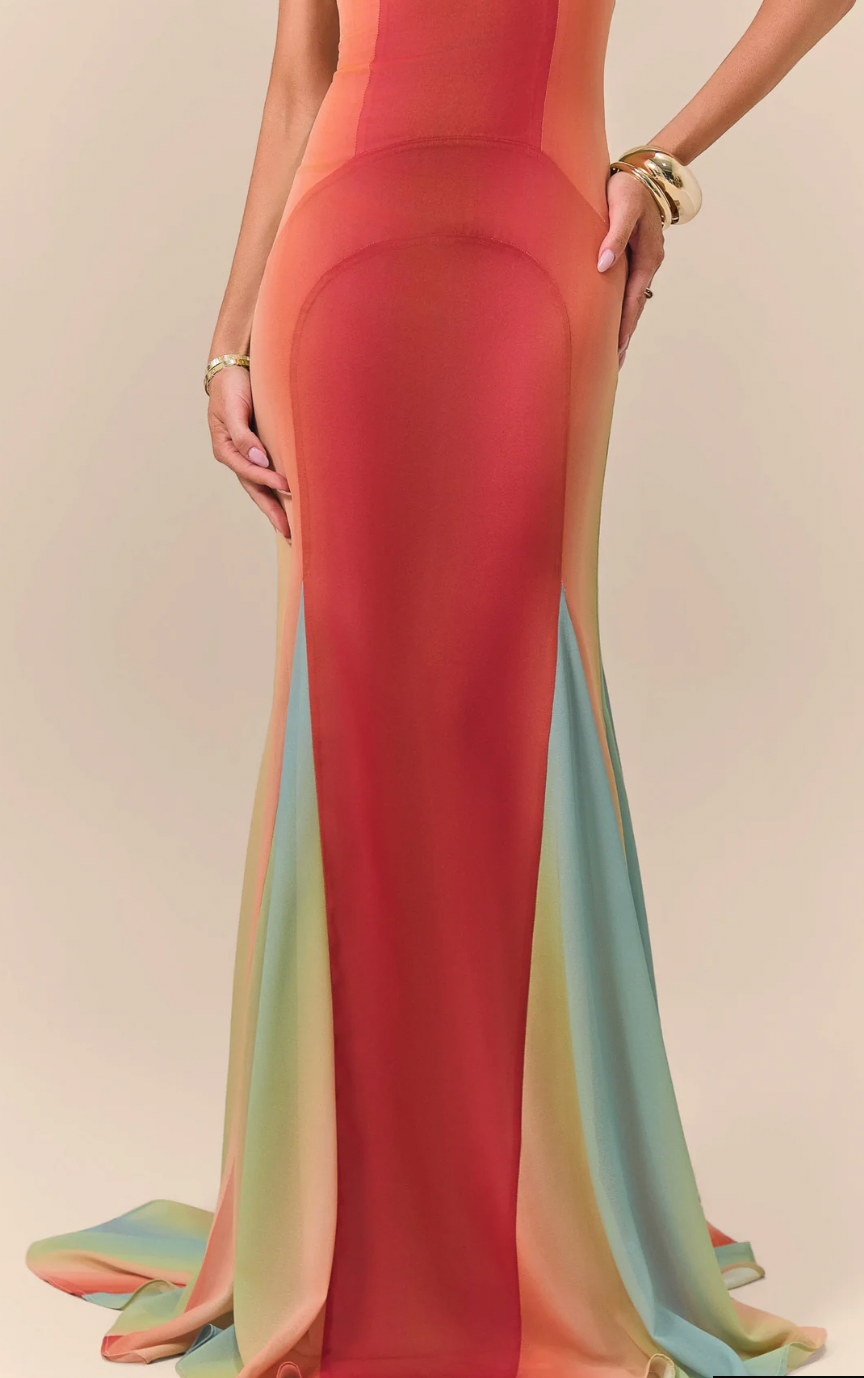 Wanderdoll - Rayne Panelled Maxi Dress - Rainbow Ombre