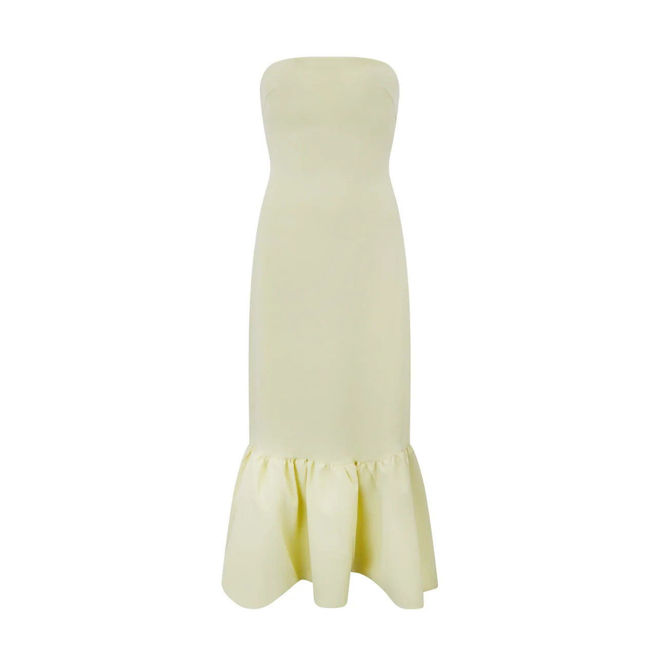 Odd Muse - The Ultimate Muse Strapless Peplum Hem Midi Dress - Lime Cream