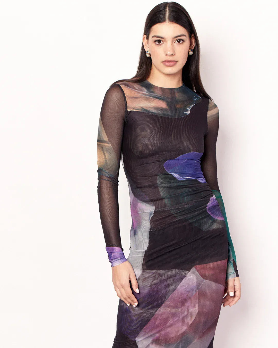 Romy - Gemstone Long Sleeve Mesh Maxi Dress