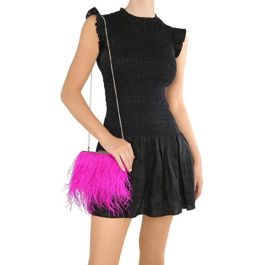 Olga Berg - Estelle Fuchsia Feather Clutch