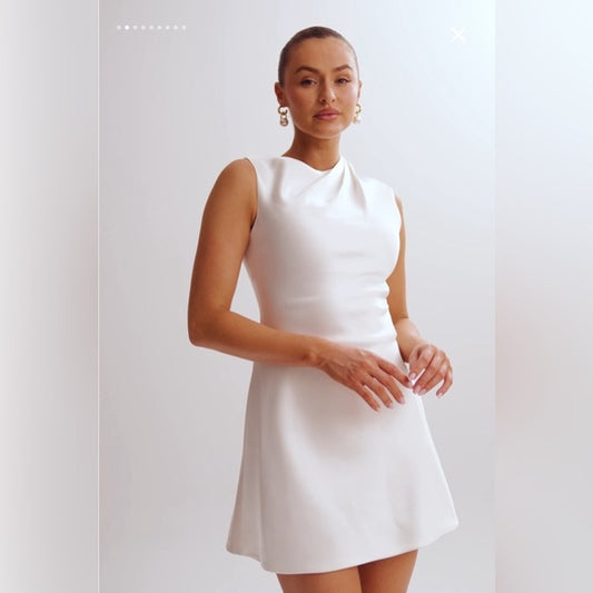 Meshki - Granger Satin Structured Mini Dress - White