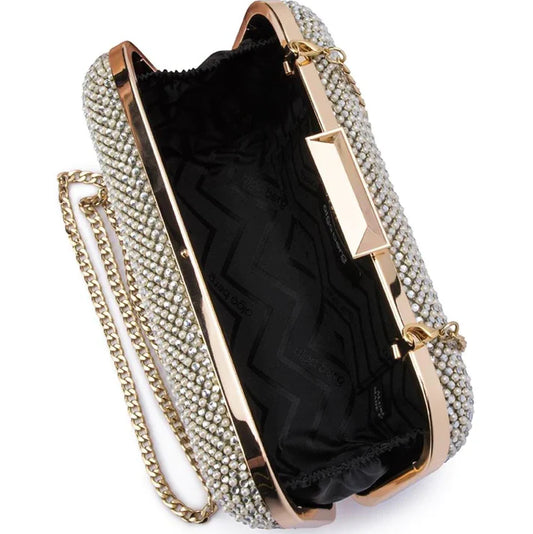 Olga Berg - Klara Pearl and crystal Mesh Clutch