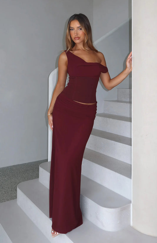 Unavailable Energy Maxi Dress - Burgundy