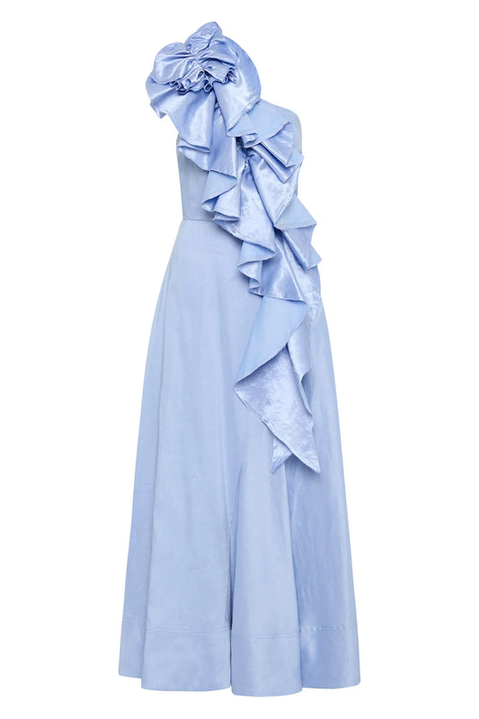 AJE - Adelia Ruffle Midi Dress - Light Sky