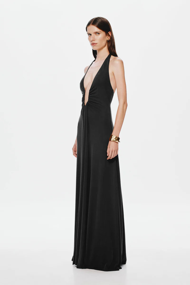 Misha - Jennifer Cupro Maxi Dress Black