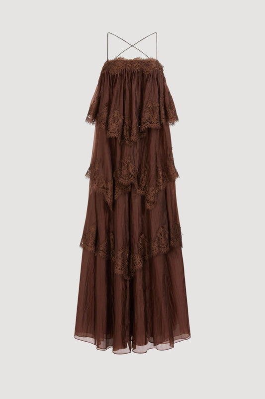AJE - Ophelia Lace Gown -Chocolate