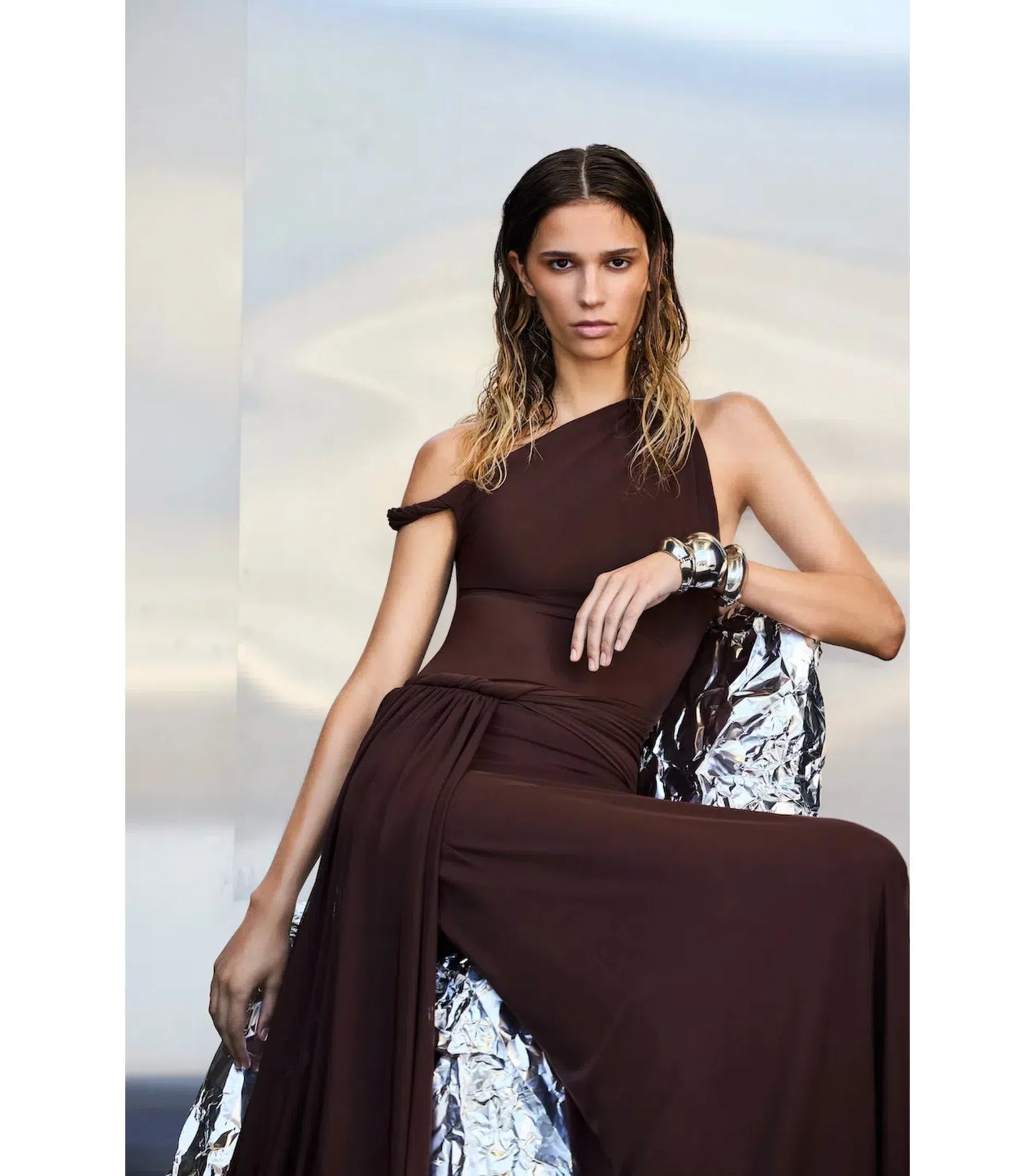 Misha - Sisal Mesh Maxi Dress No Strings Dress Hire Misha - Sisal Mesh Maxi Dress No Strings Dress Hire