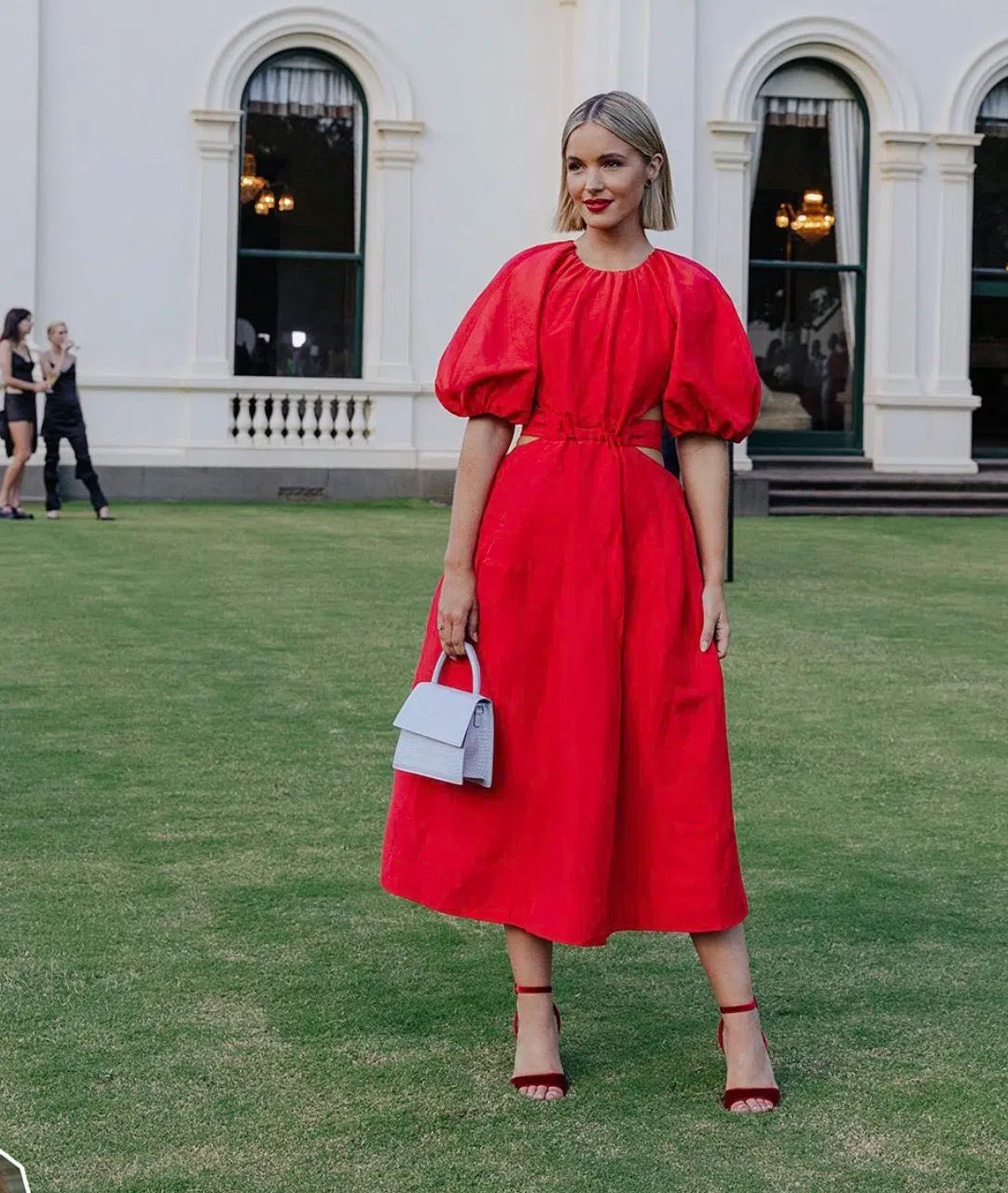AJE - Mimosa Midi Dress - RED No Strings Dress Hire AJE - Mimosa Midi Dress - RED No Strings Dress Hire