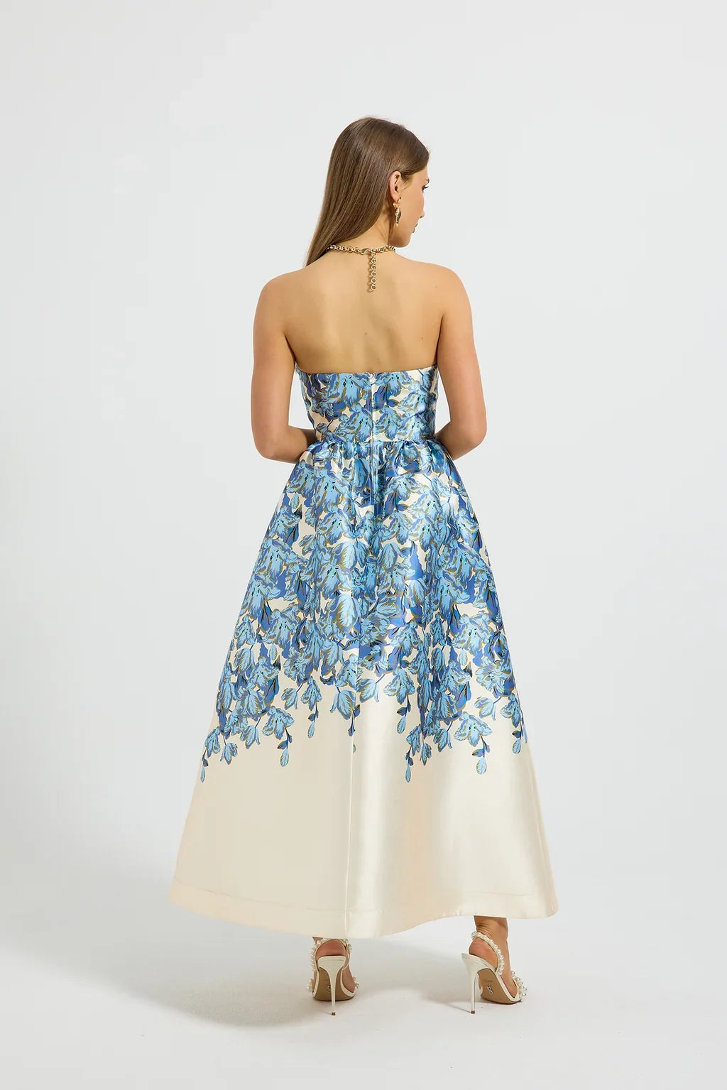 Pasduchas - Lola Strapless Midi Dress - Bluebell Floral