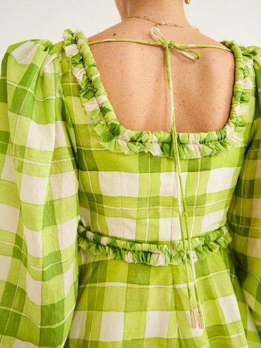 Acler - Mellor Mini Dress in Citron Check Print