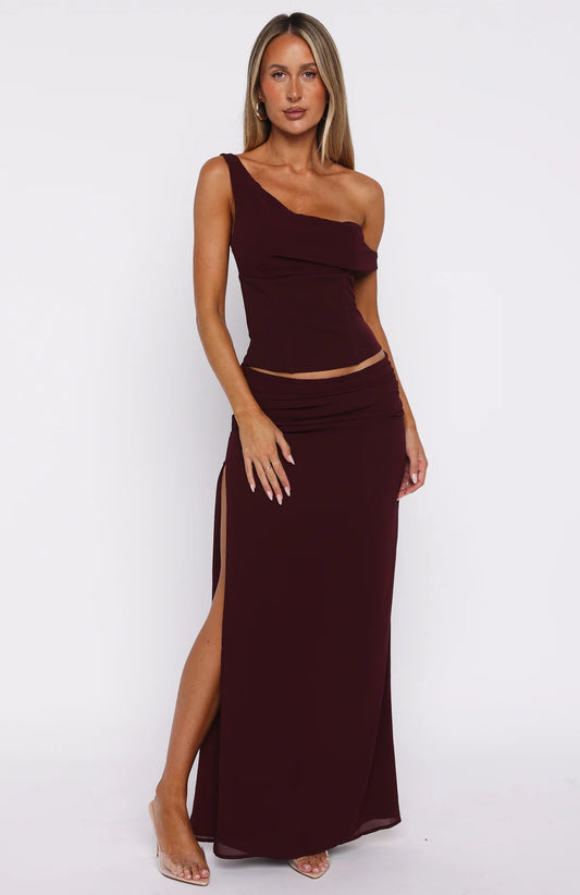 Unavailable Energy Maxi Dress - Burgundy