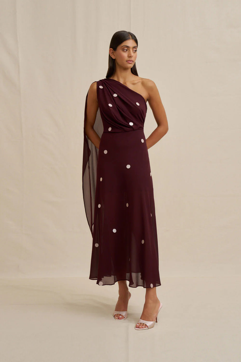 By Johnny - Delia Drape Midi Dress - Wine Pink