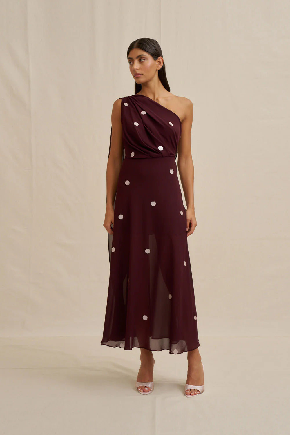 By Johnny - Delia Drape Midi Dress - Wine Pink