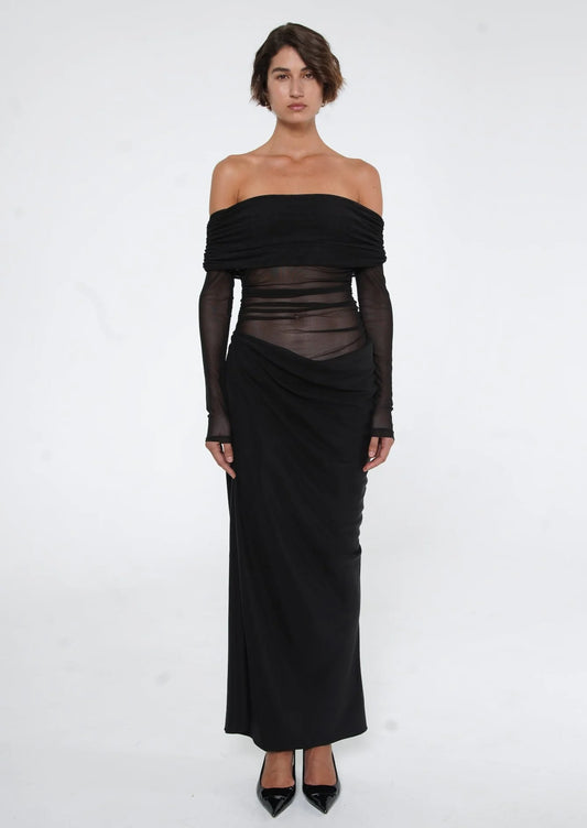 Benni - Yasmin Off Shoulder Maxi Dress - Black