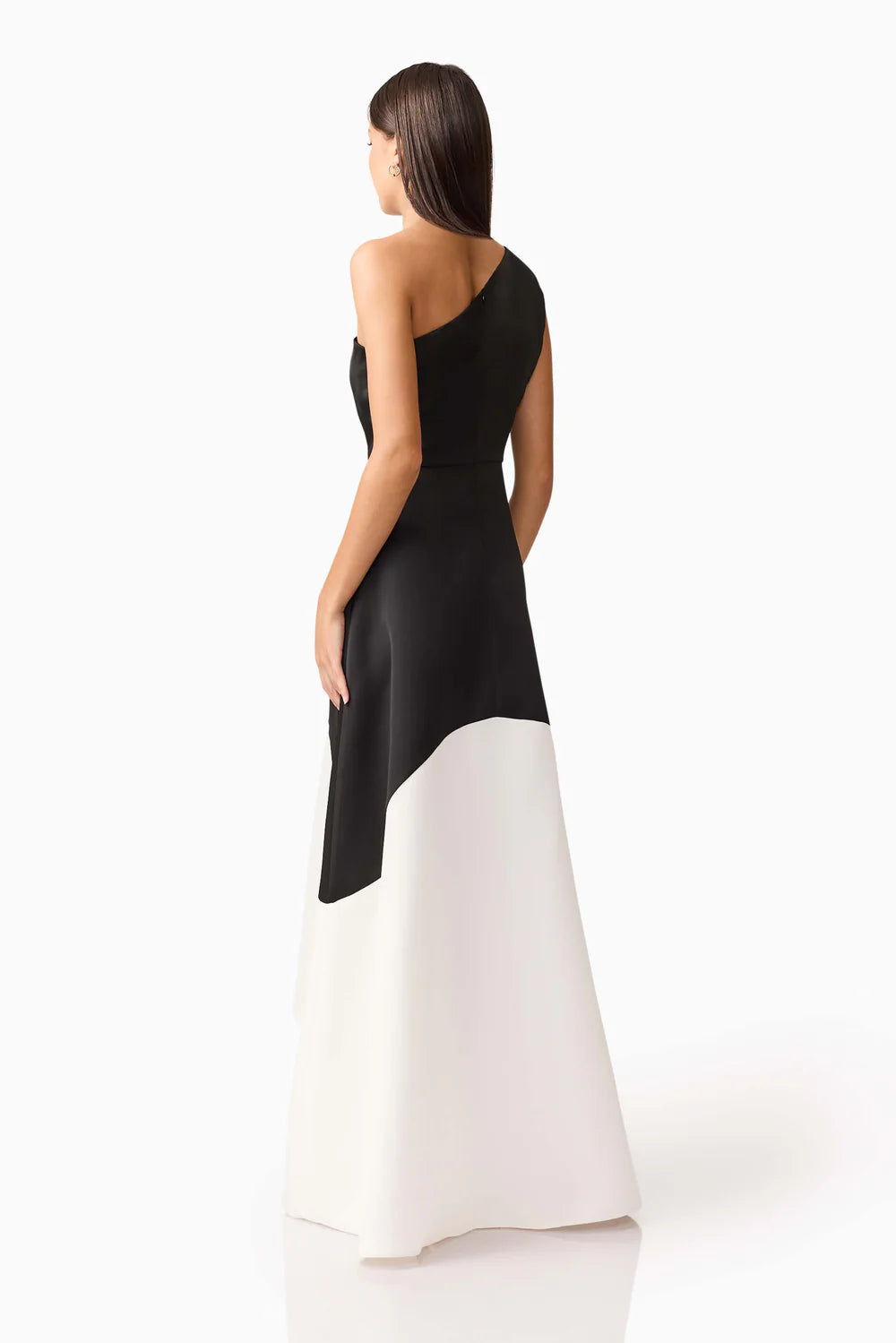 Elliat - Sorrel One Shoulder Gown in Black & White
