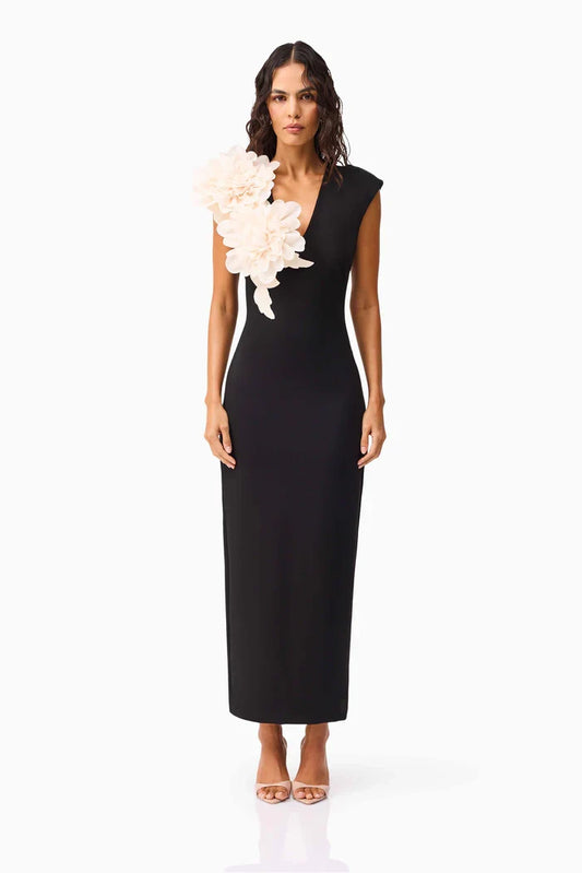 Elliat - Zahara V-Neck Gown in Black