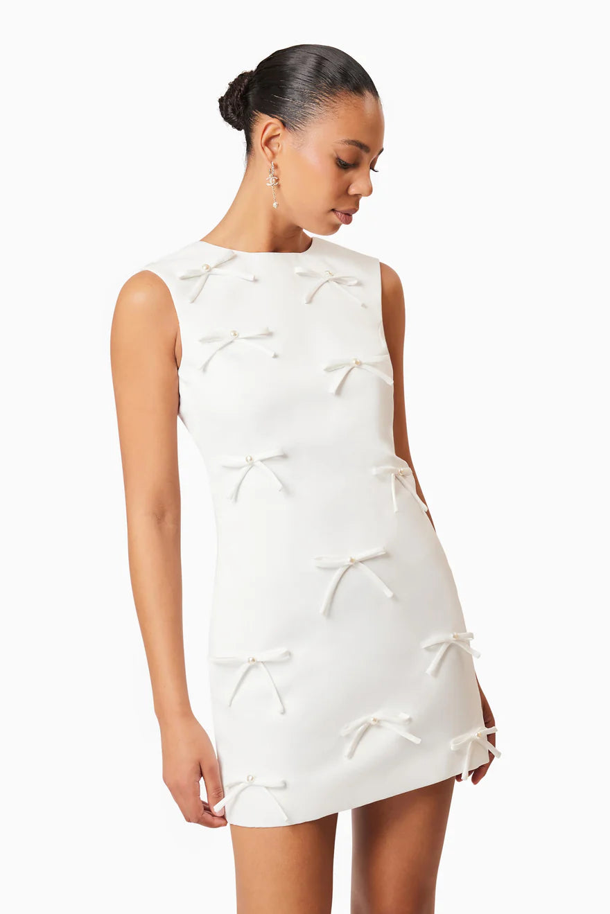 Elliat - Rose Bow Shift Dress in White