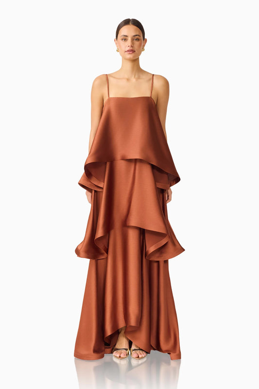 Elliat - Tilly Tiered Maxi Dress - Chestnut Brown