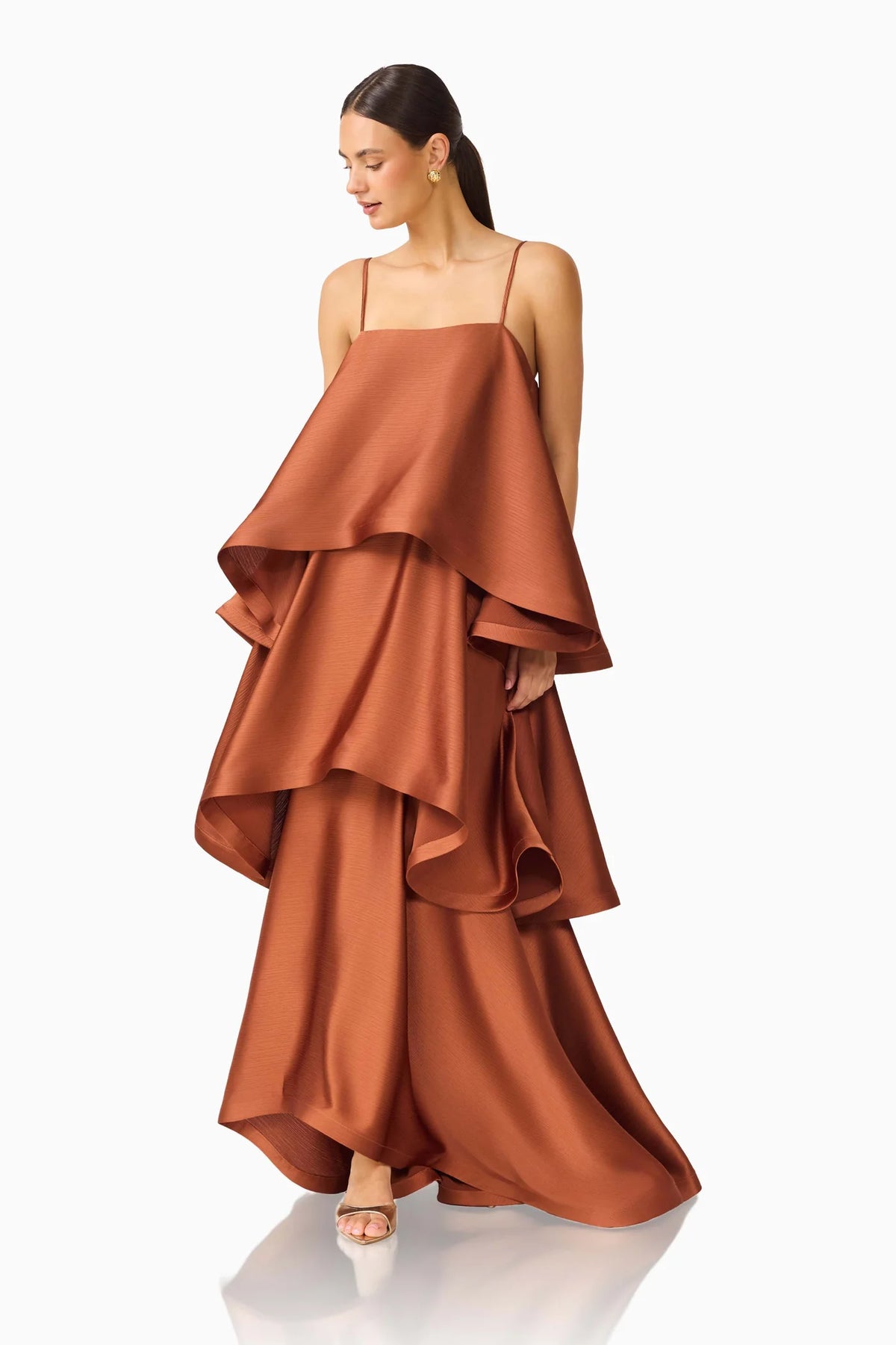 Elliat - Tilly Tiered Maxi Dress - Chestnut Brown