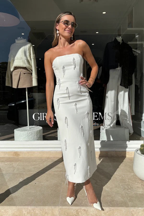 odd muse white midi dress - The Ultimate Muse Embellished elevated by night and Category_Short Dress Item:Bridal Bouquet Standard 16'' Elegant Chic Backless High