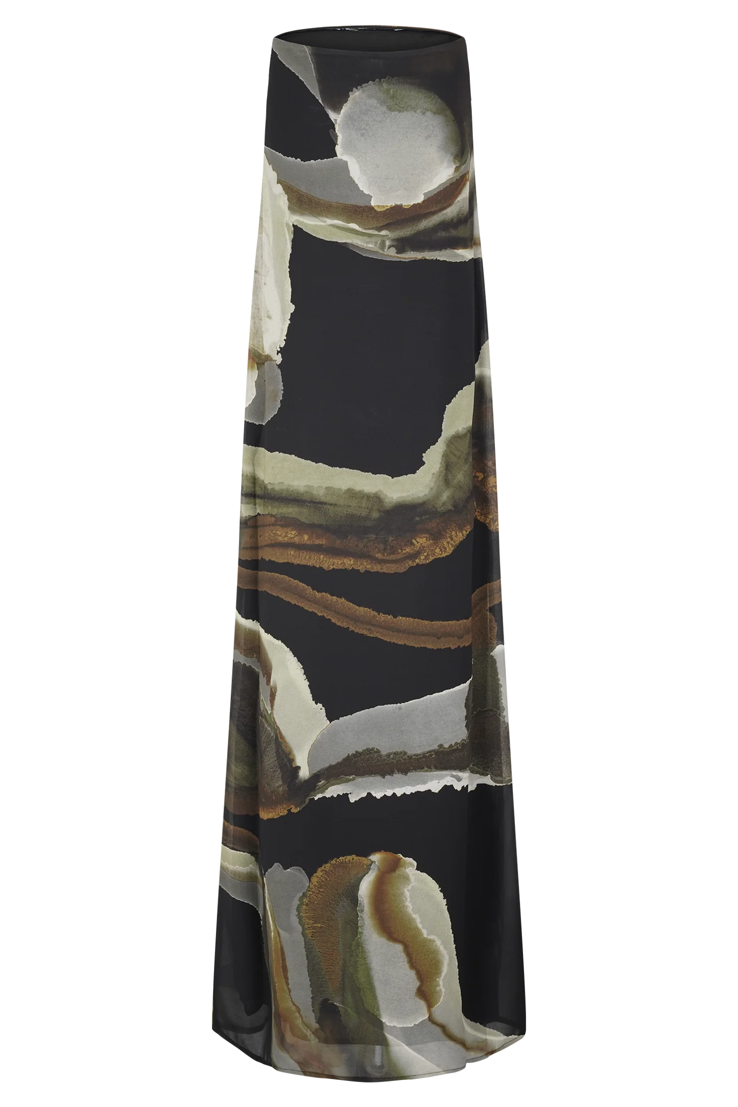 Meshki - Amaya Strapless Chiffon Maxi Dress - Green Fluid Reverie