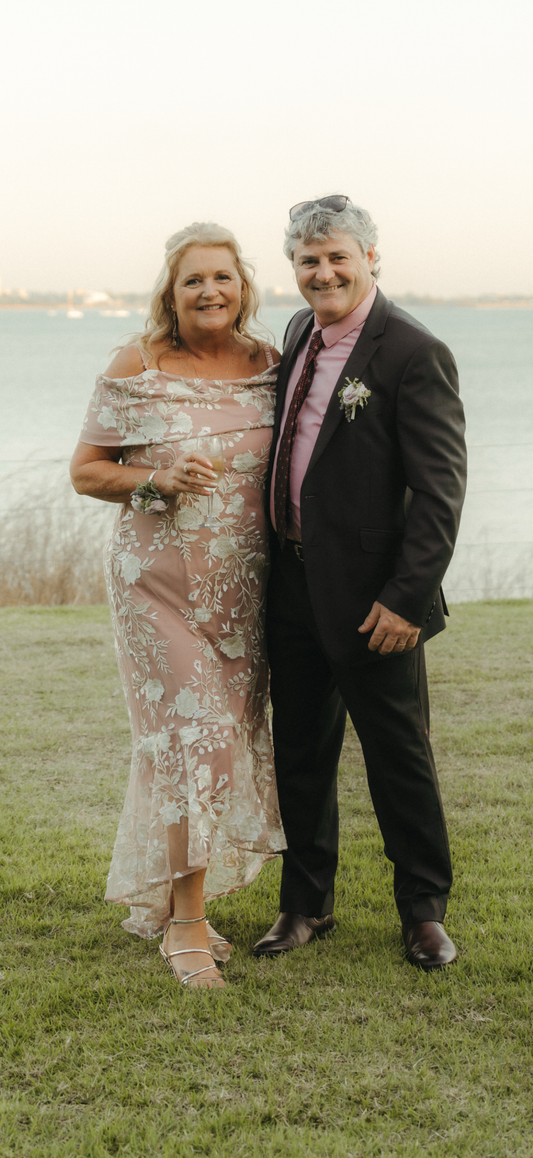 Dress: Harriet Blush Embroidered Evening Gown