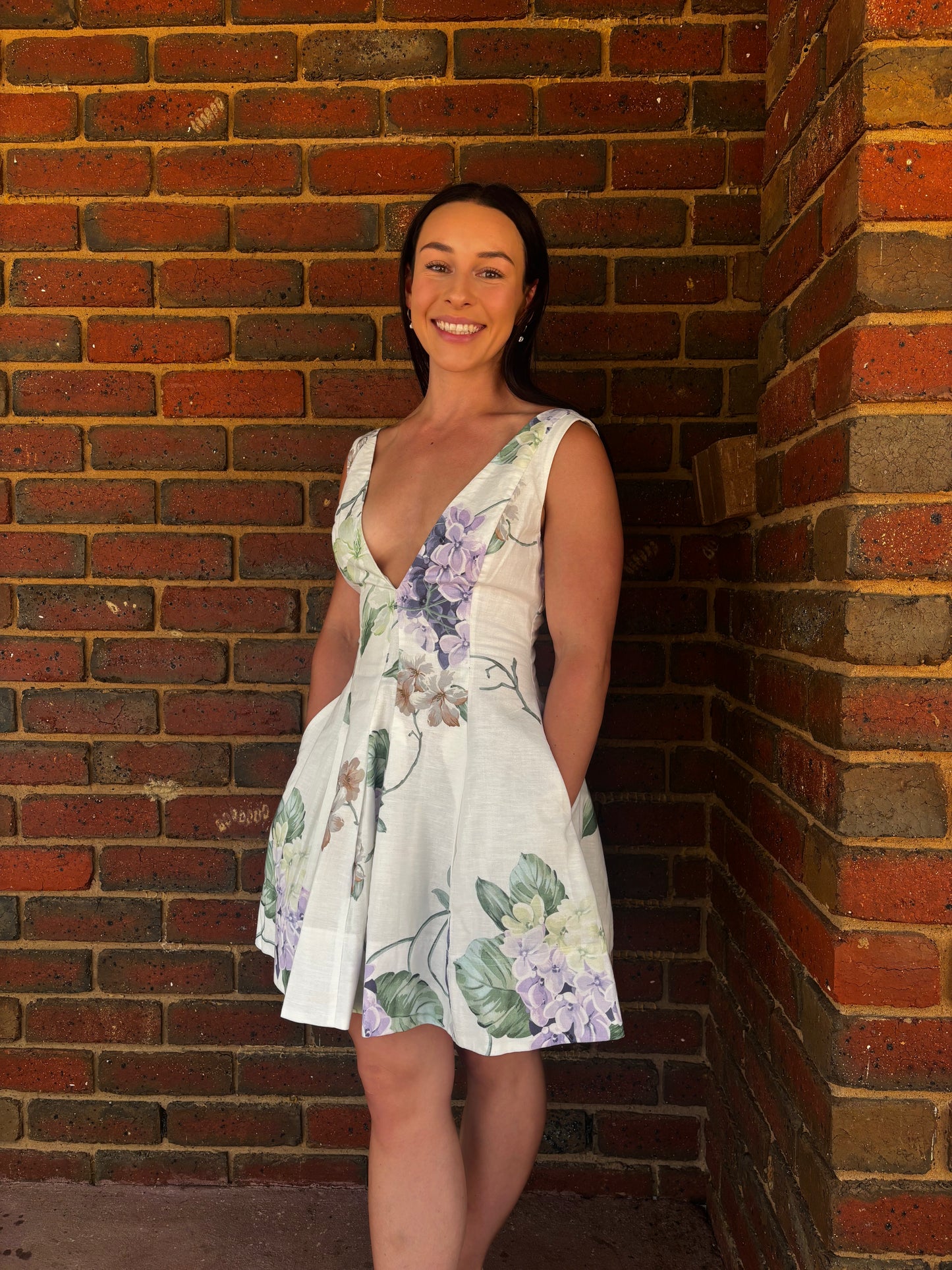By Nicola - Sleeveless Wavy Mini Dress in Garden Party