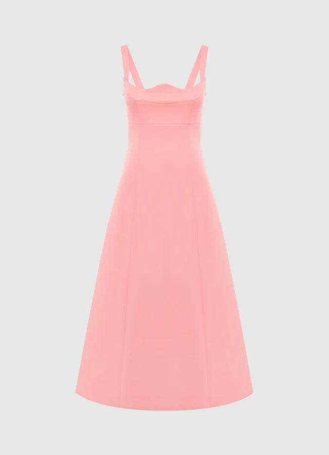Leo Lin - Odette Midi Dress - Strawberry Pink No Strings Dress Hire Leo Lin - Odette Midi Dress - Strawberry Pink No Strings Dress Hire