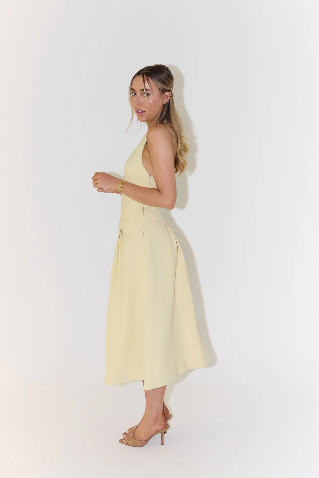 Odd Muse - The Ultimate Muse Dropped Hem Midi Dress - Lemon