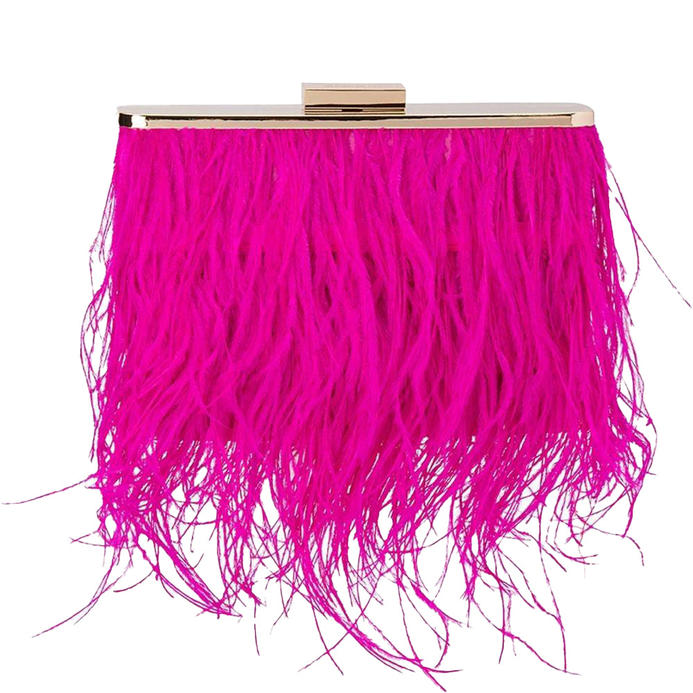 Olga Berg - Estelle Fuchsia Feather Clutch