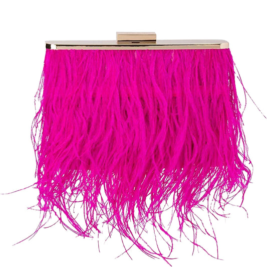 Olga Berg - Estelle Fuchsia Feather Clutch
