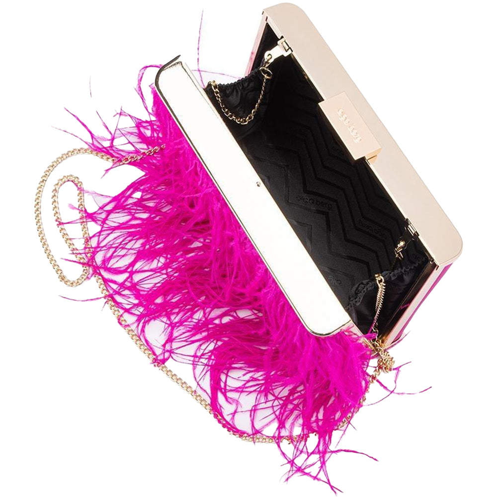Olga Berg - Estelle Fuchsia Feather Clutch