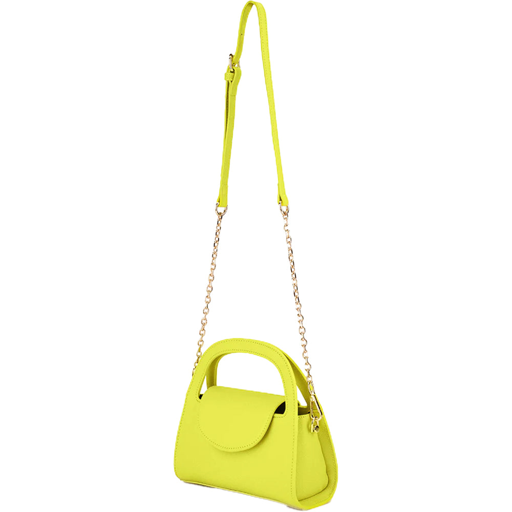 Olga Berg - Ivy Chartreuse Curved Handle Bag