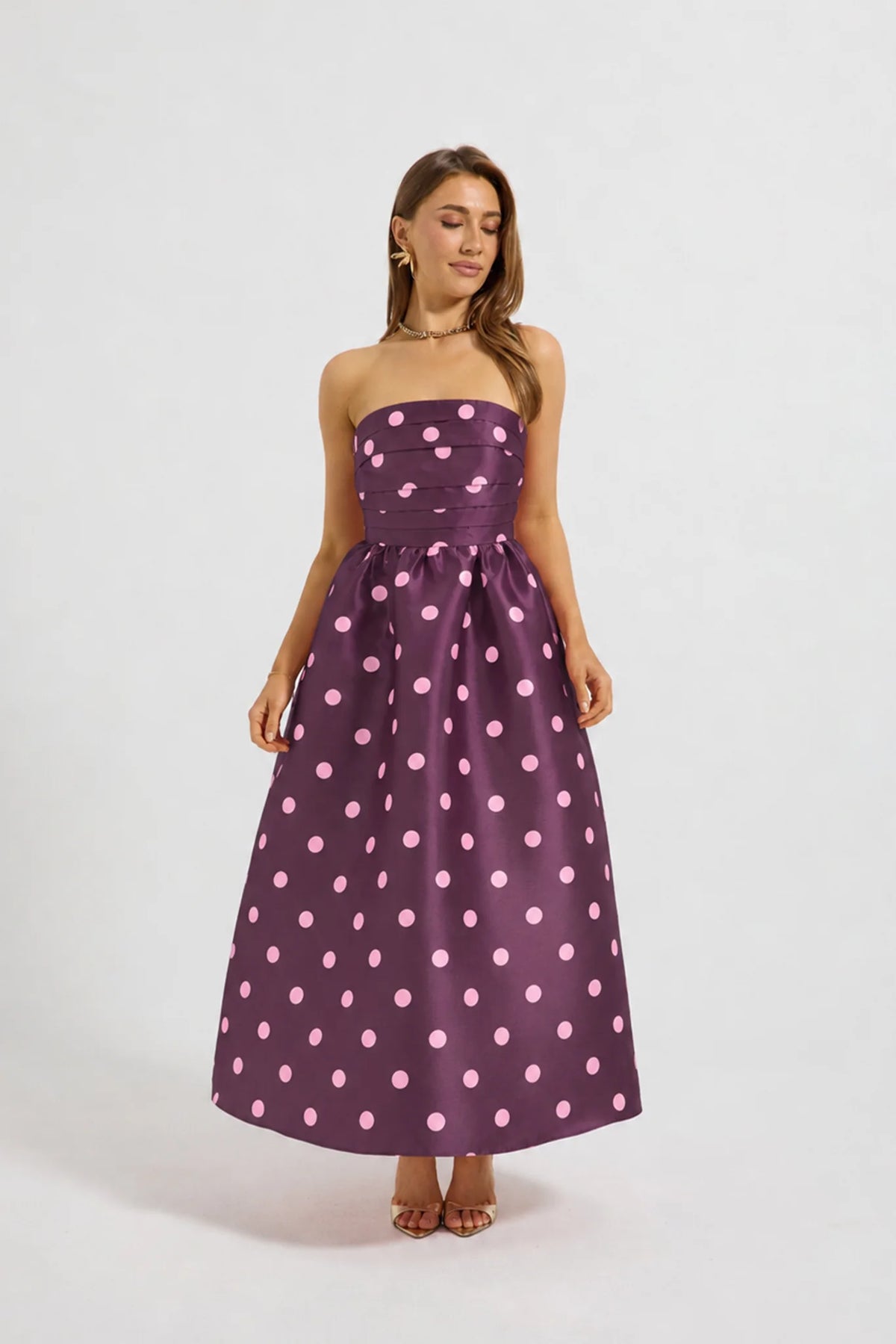 Pasduchas - Dottie Strapless Midi - Cherry/Pink