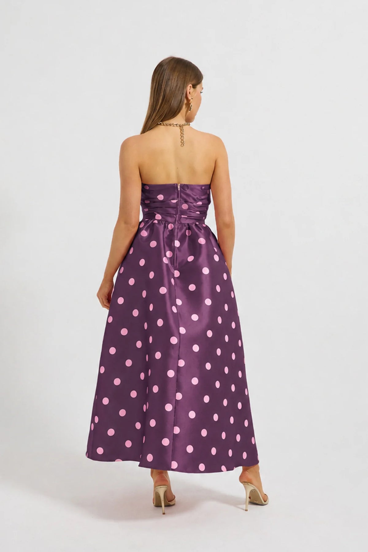 Pasduchas - Dottie Strapless Midi - Cherry/Pink