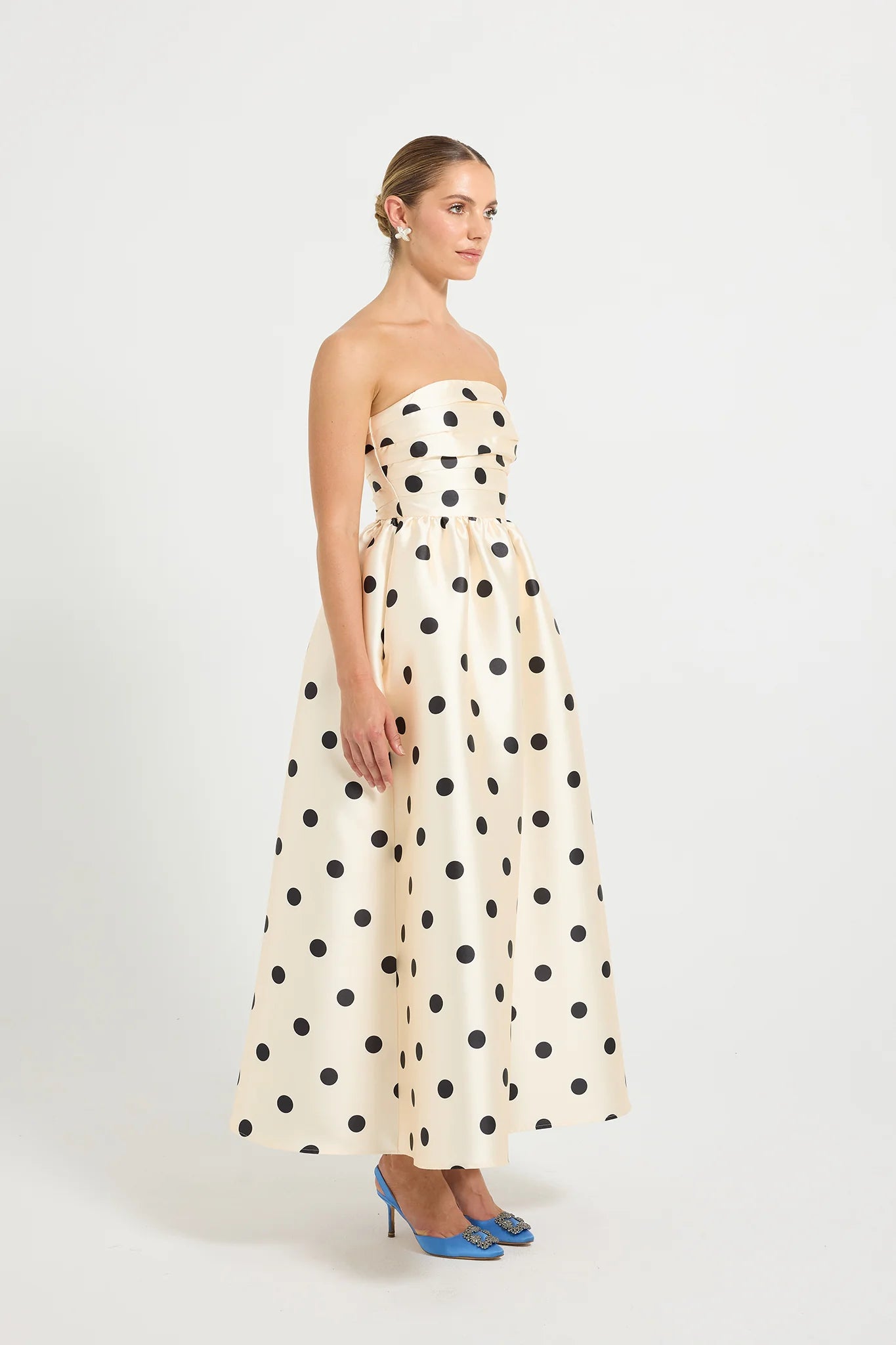Pasduchas - Dottie Strapless Midi - Cream/Black