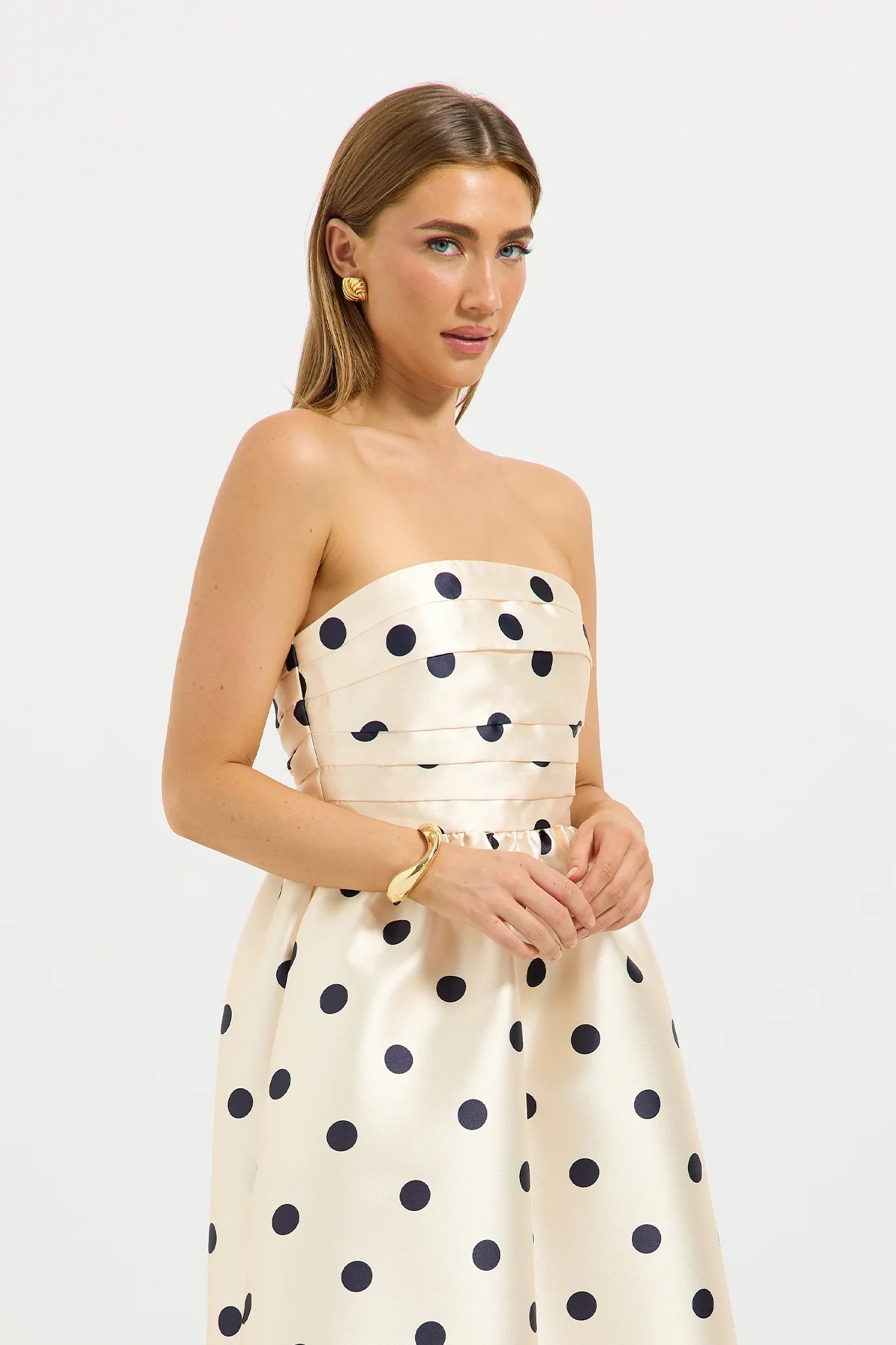 Pasduchas - Dottie Strapless Midi - Cream/Black