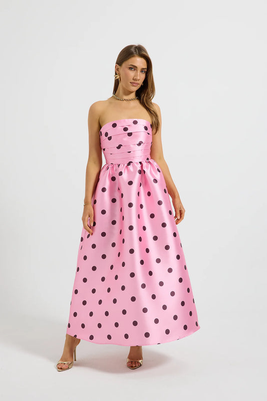 Pasduchas - Dottie Strapless Midi - Pink/Cherry